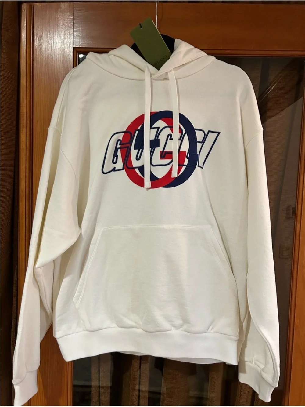 Men’s Gucci jersey cotton, GG hooded sweatshirt size medium, made in Italy